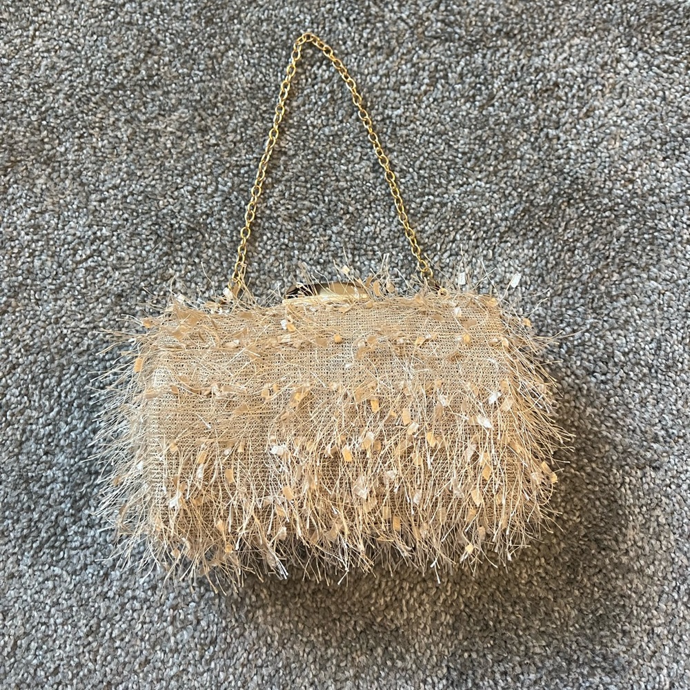 Small Champagne/Gold Color Special Occasion Clutch